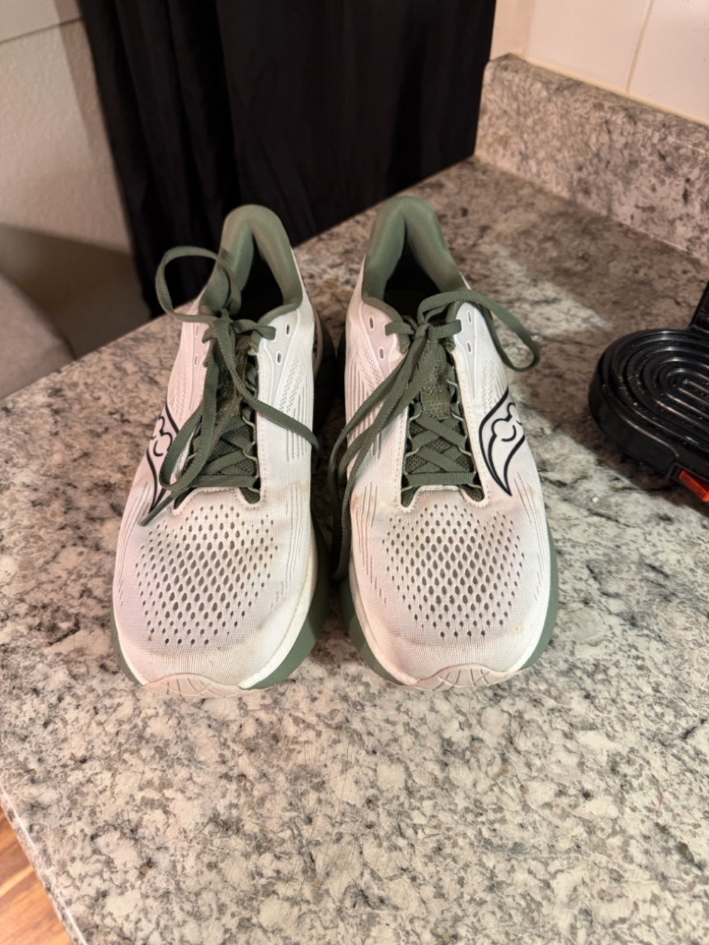 Saucony White and Olive Green Performance Runners